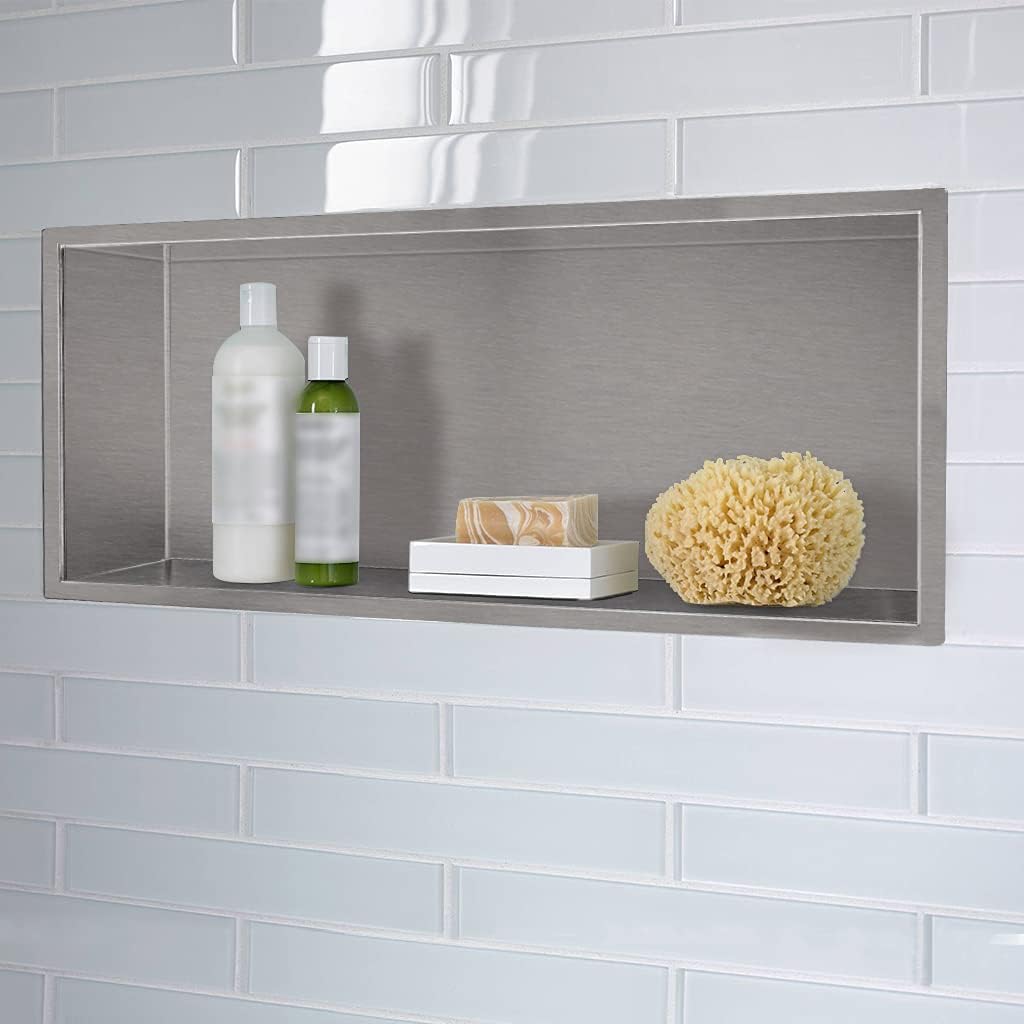 24x12 Brushed Stainless Steel Recessed Shower Shelf T881