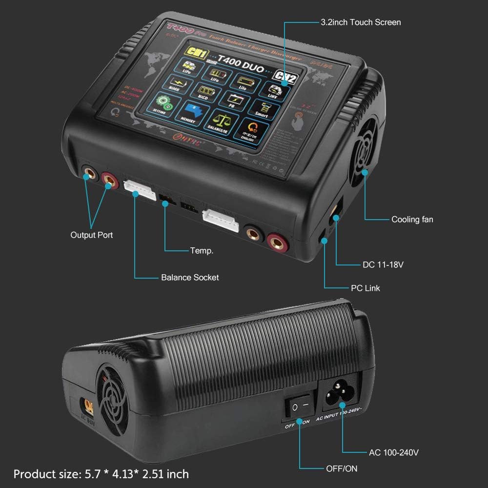 200W AC 400W DC 12A Touch Screen RC Battery Charger Discharger S949