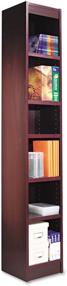 Narrow Profile Bookcase, Wood Veneer, Six-Shelf, Mahogany G577