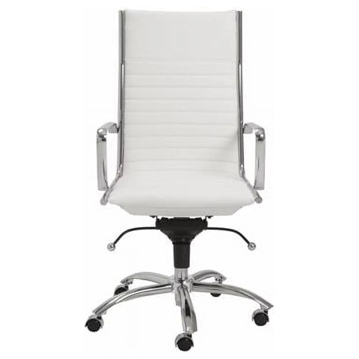 White High Back Office Chair with Chromed Steel Base F217
