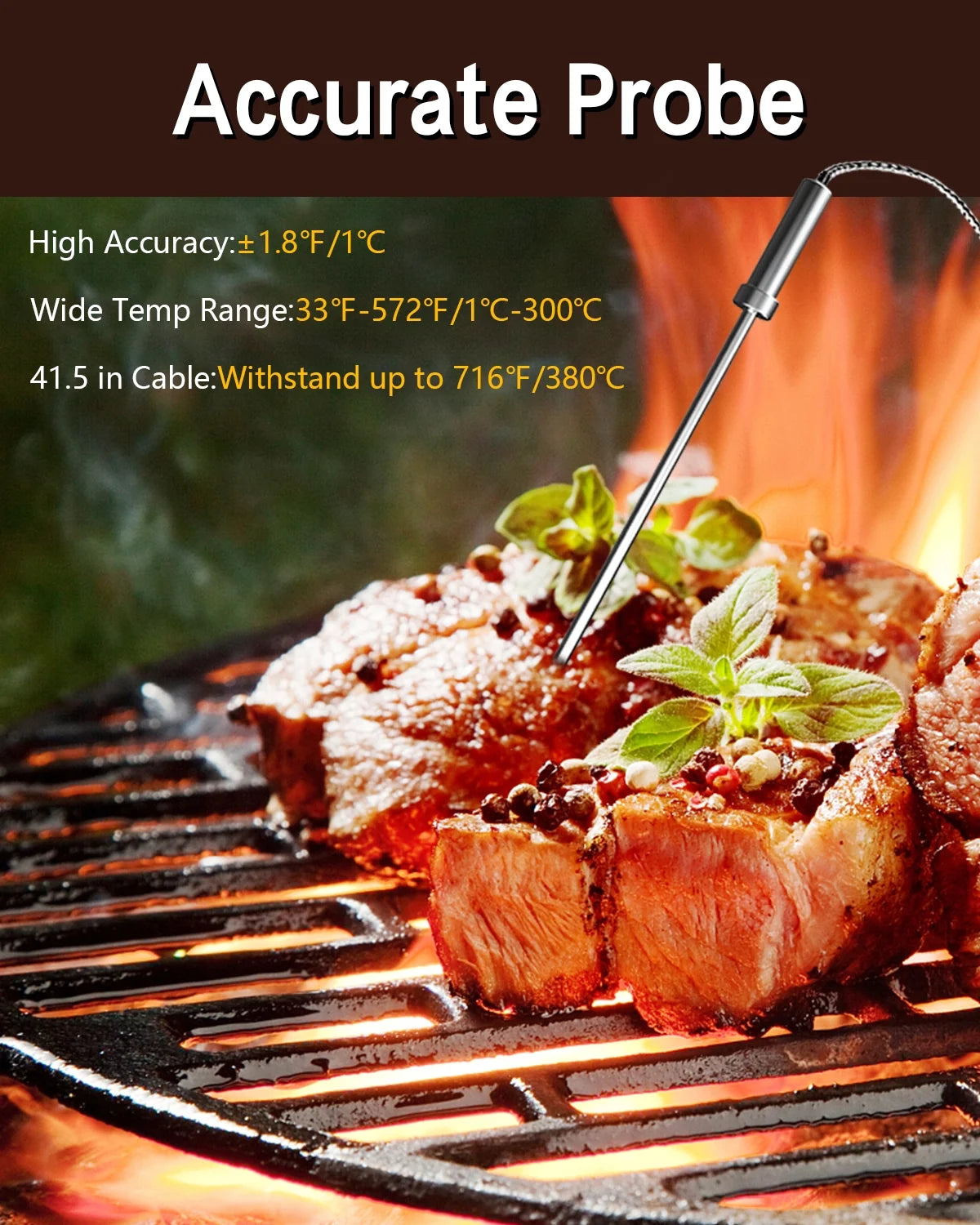 6-Probe Bluetooth Meat Thermometer with LCD Display G336