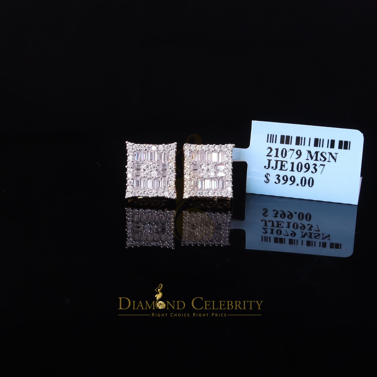925 Silver Moissanite Baguette Stud Earrings T200