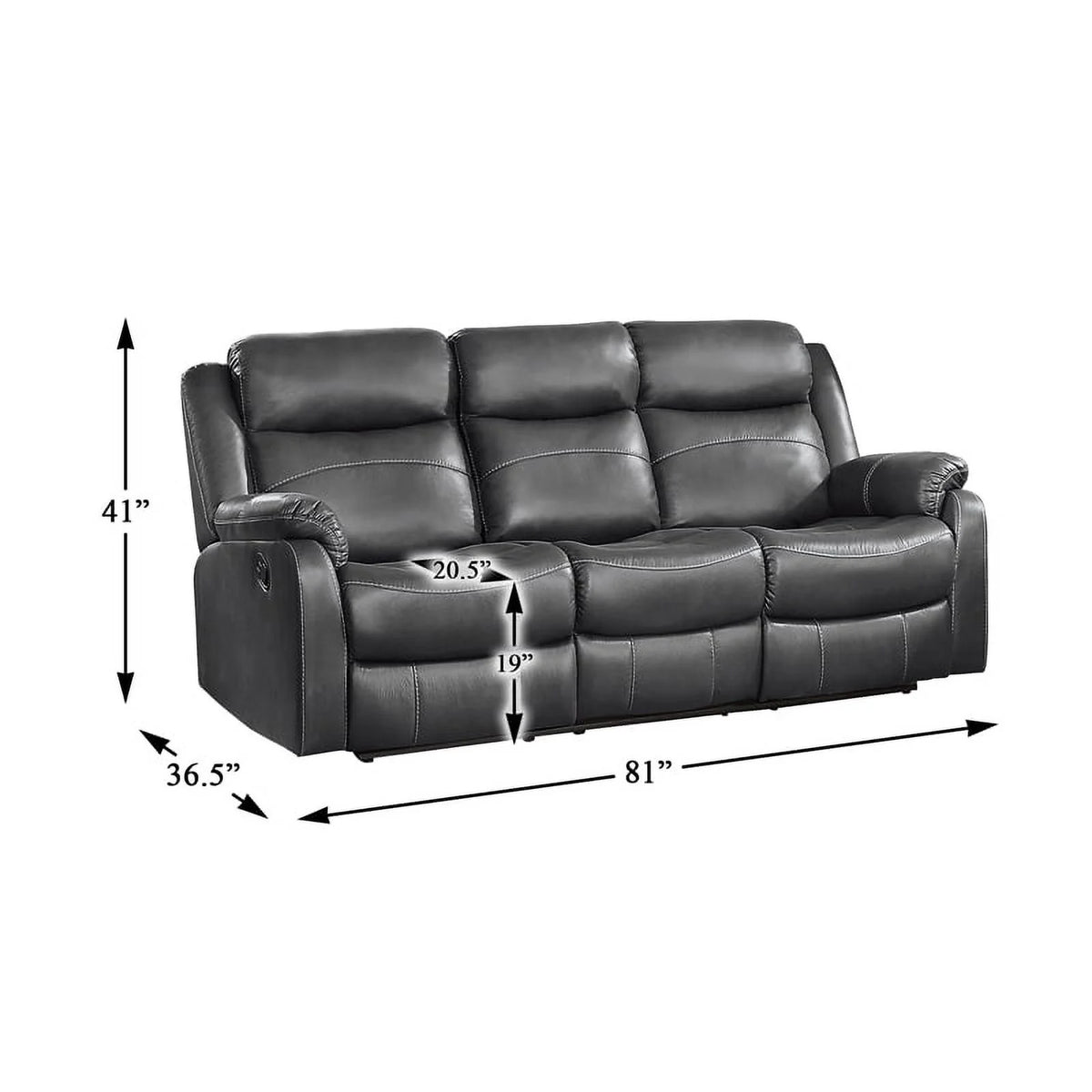 Dark Gray Double Reclining Sofa with Cup Holders A943422