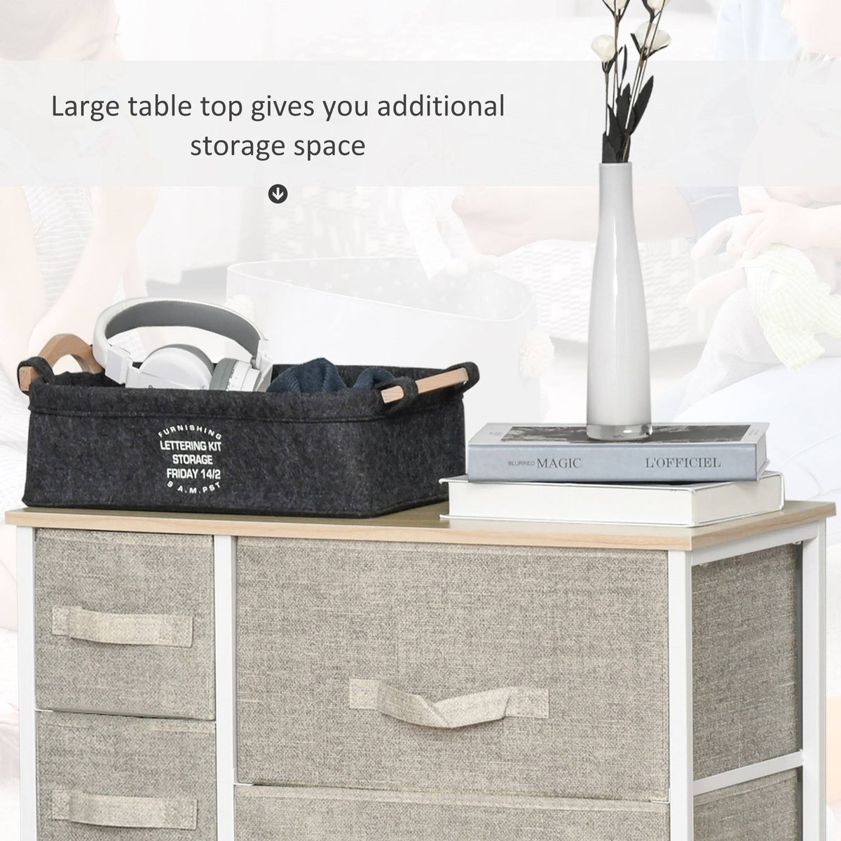 7 Drawer Fabric Dresser Storage Tower Cabinet X57314