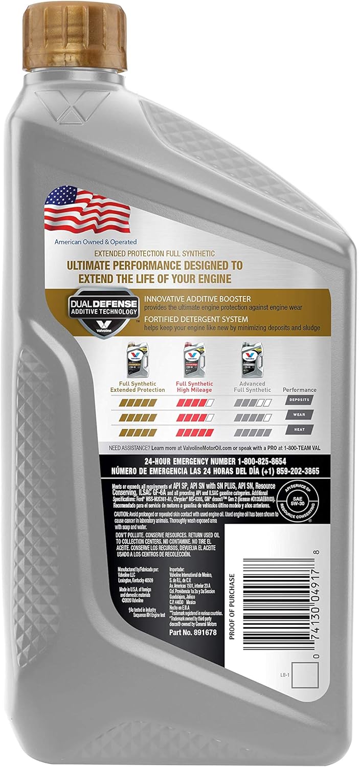 Full Synthetic Motor Oil SAE 5W-30 1 QT, Case of 6, Pack of 2 V418475