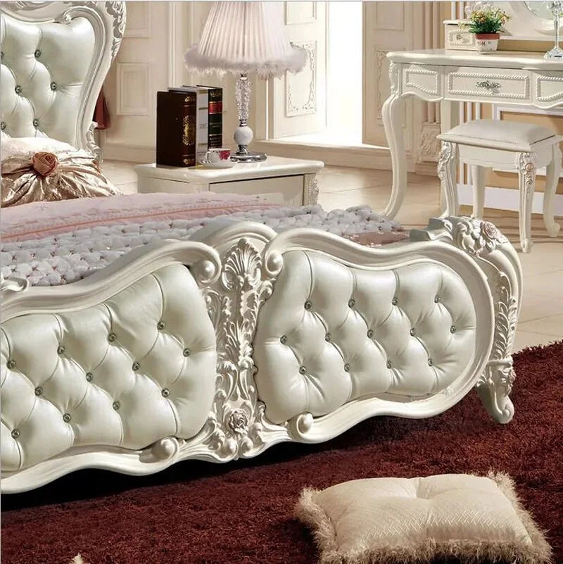 Solid Wood Leather Bed U48162