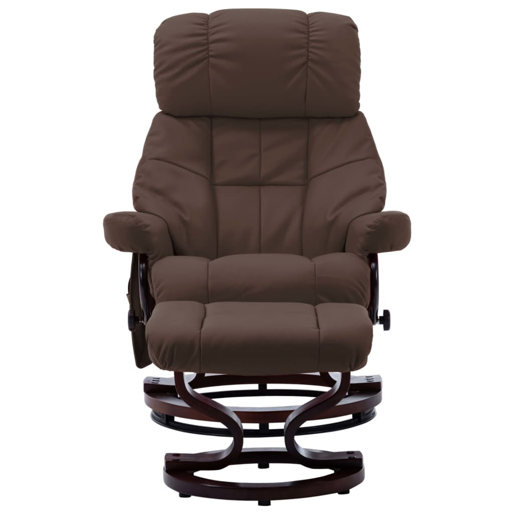 Brown Faux Leather Massage Recliner with Ottoman J483