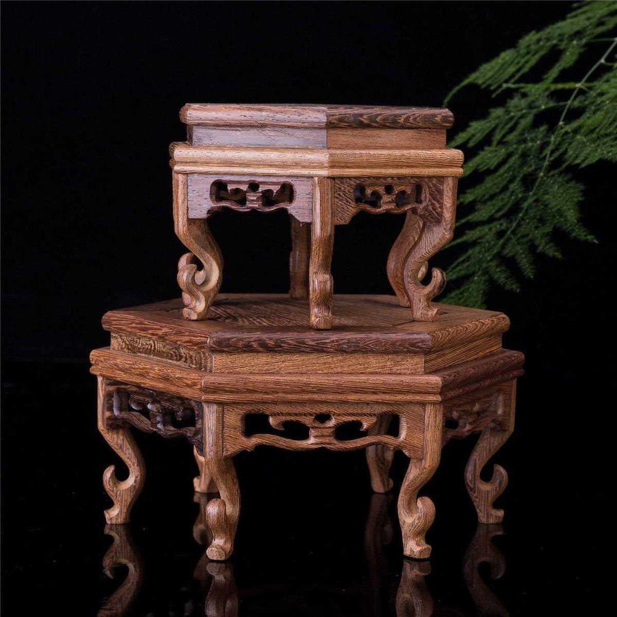 Hand Craft Hexagon Rosewood Fishbowl Vase Stand M485