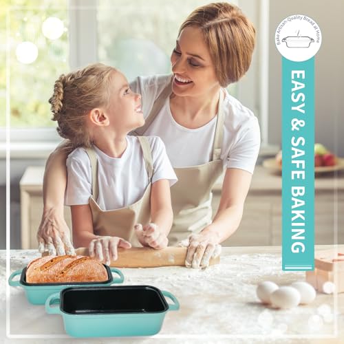 Cast Iron Bread Pan with Lid 9"X5", Set of 2 (Black) L44086