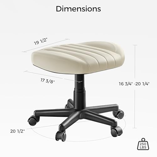 Height Adjustable Beige Foot Stool with Wheels H3941