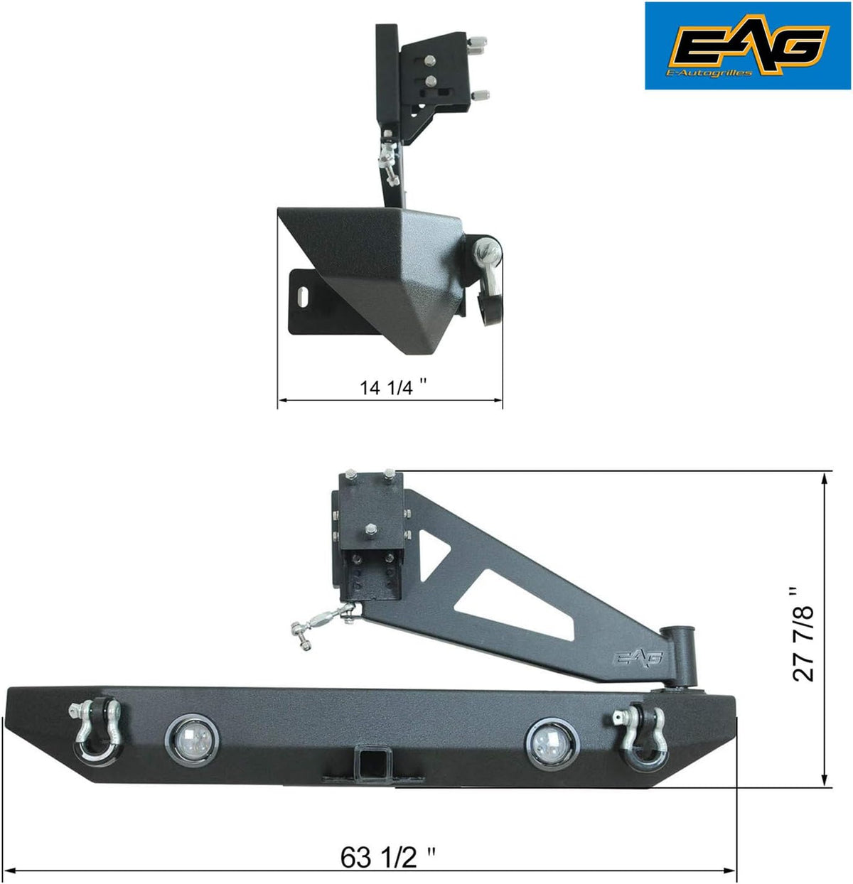 Compatible with JK Rear Bumper with Tire Carrier B230