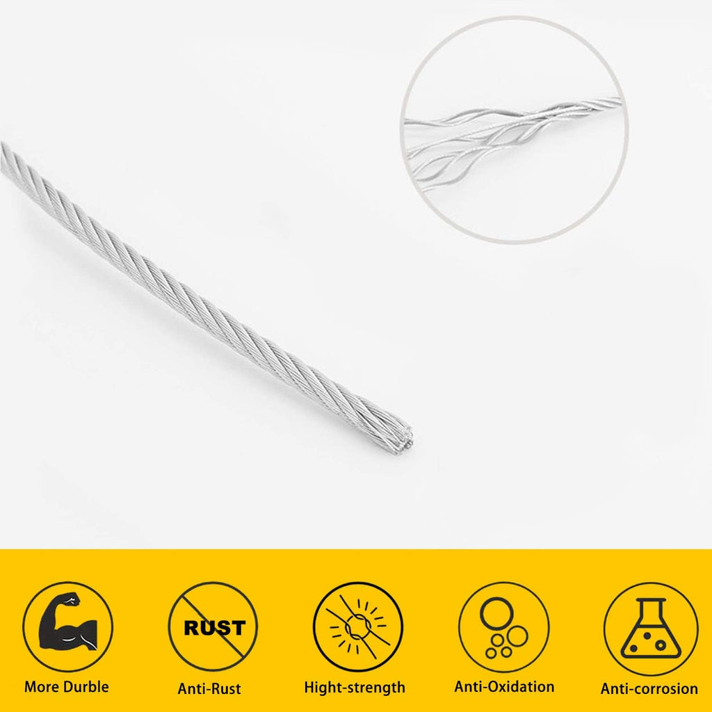 T316 Stainless Steel Wire Rope Cable 1/8 7x7 100Feet U125568