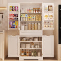 White Tall Kitchen Pantry Storage Cabinet with Doors and Shelves W16555