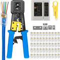 RJ45 Crimp Tool Kit with 50PCS Connectors Cable Tester A98157