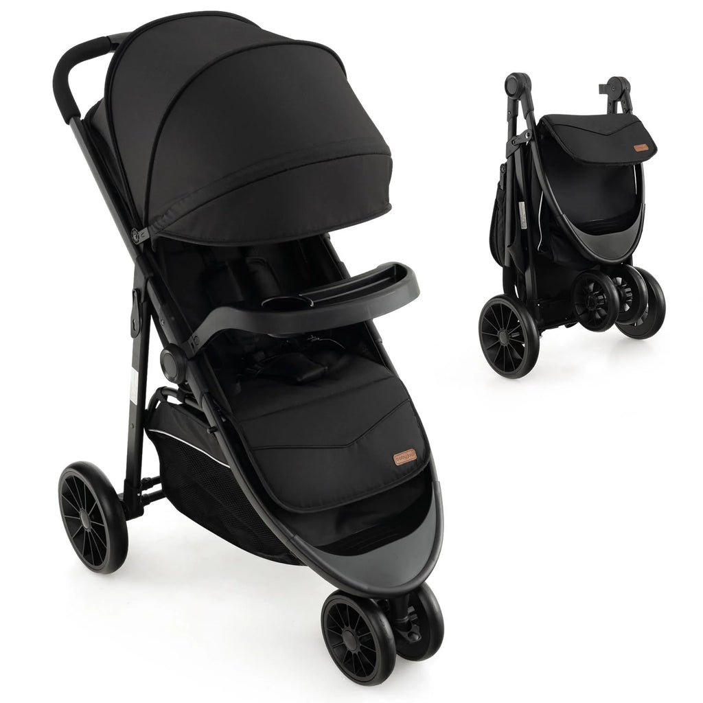 Baby Jogging Stroller Travel System with Adjustable Canopy Grey A748725