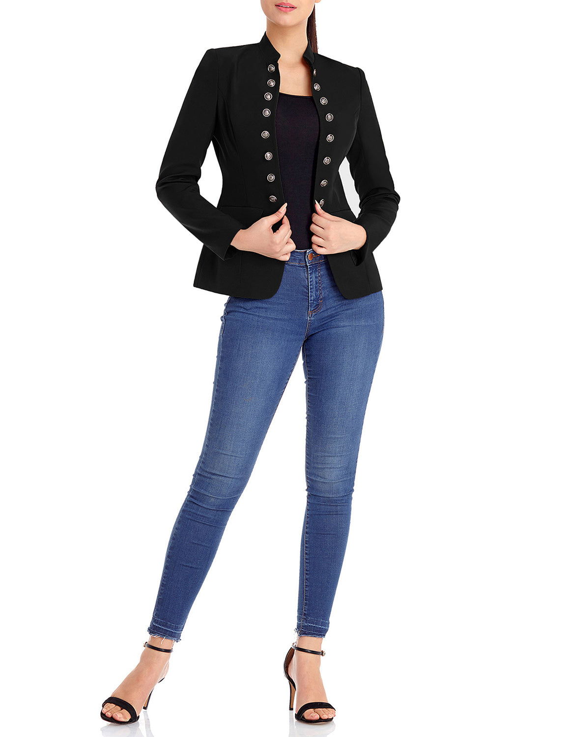 Women's Button Military Blazer Jacket Suit O308522