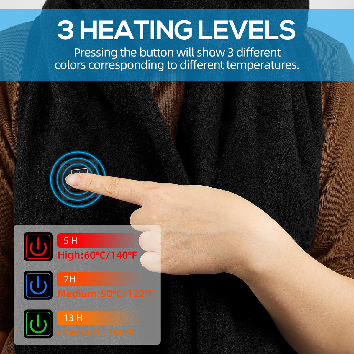 Heated Scarf Black Q7143