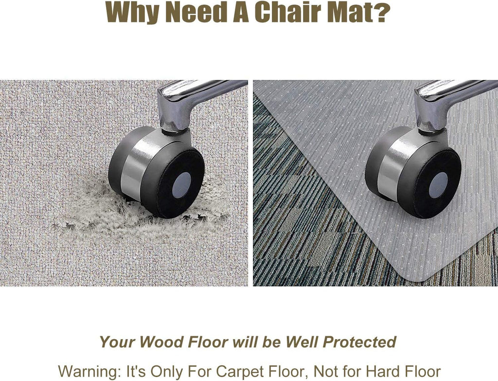 Transparent Office Chair Mat for Carpets with Studs (36 X 48 Rectangle) B608967