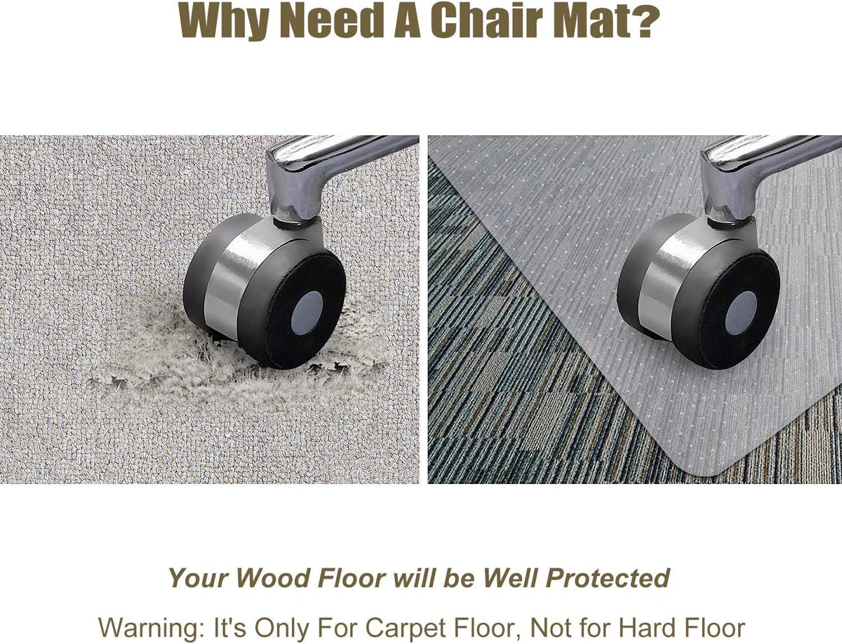 Transparent Office Chair Mat for Carpets with Studs (36 X 48 Rectangle) B608967