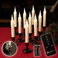 Set of 10 Ivory Window Candles with Gold Candle Stands, Battery Operated LED D209194