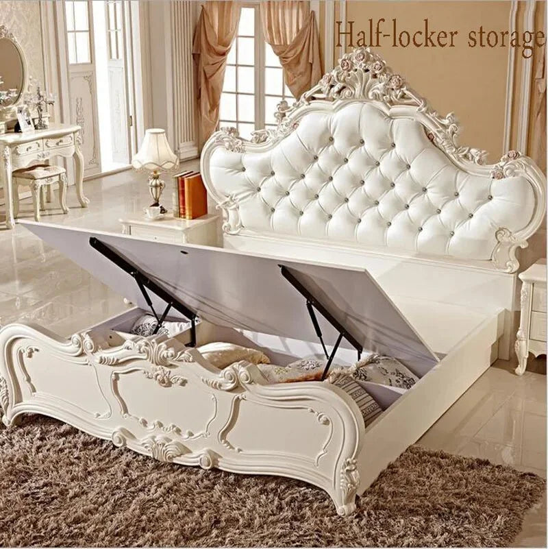 Solid Wood Leather Bed U48162