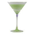 Set of 2 Green and Clear Striped Wine Glasses 7.5 oz U907406