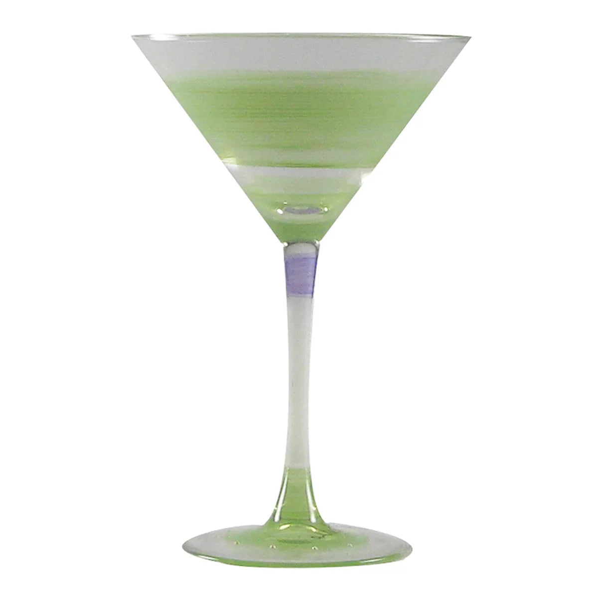 Set of 2 Green and Clear Striped Wine Glasses 7.5 oz U907406