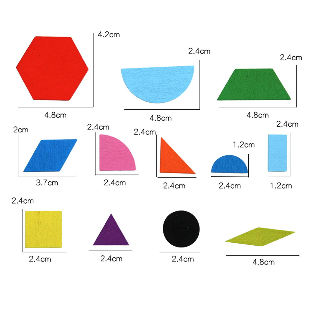 Wooden Pattern Blocks Geometric Shapes Toy with Cards E455629