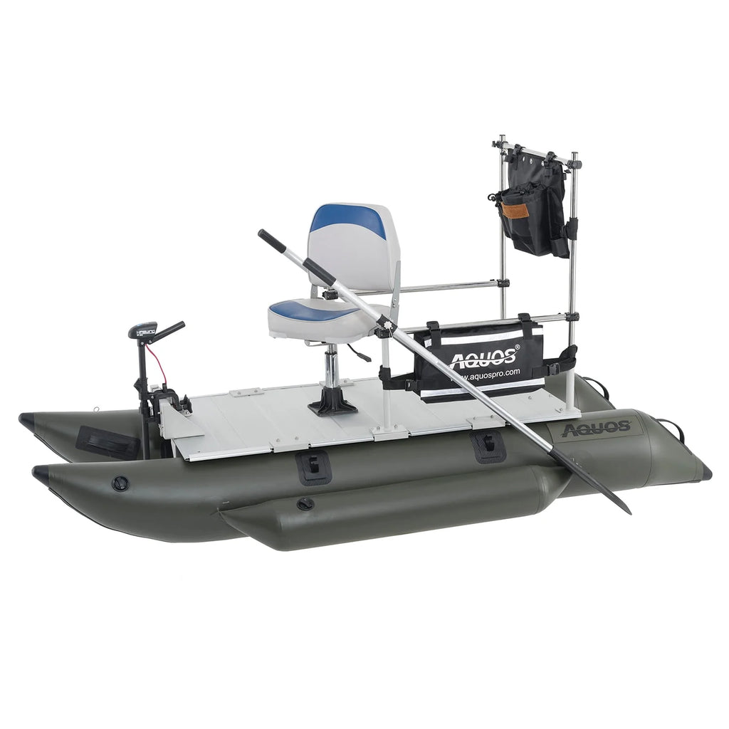 8.8 ft Inflatable Pontoon Boat with Trolling Motor and Foot Control L348689