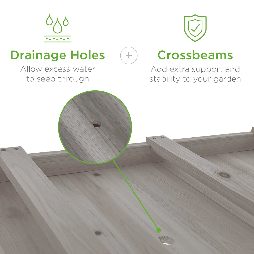 48x24x32in Wood Raised Garden Bed with Wheel Locks V97054