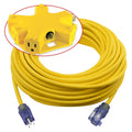 12/3 SJTOW 100 ft Outdoor Extension Cord with 5 Outlet Adapter, Yellow X368737