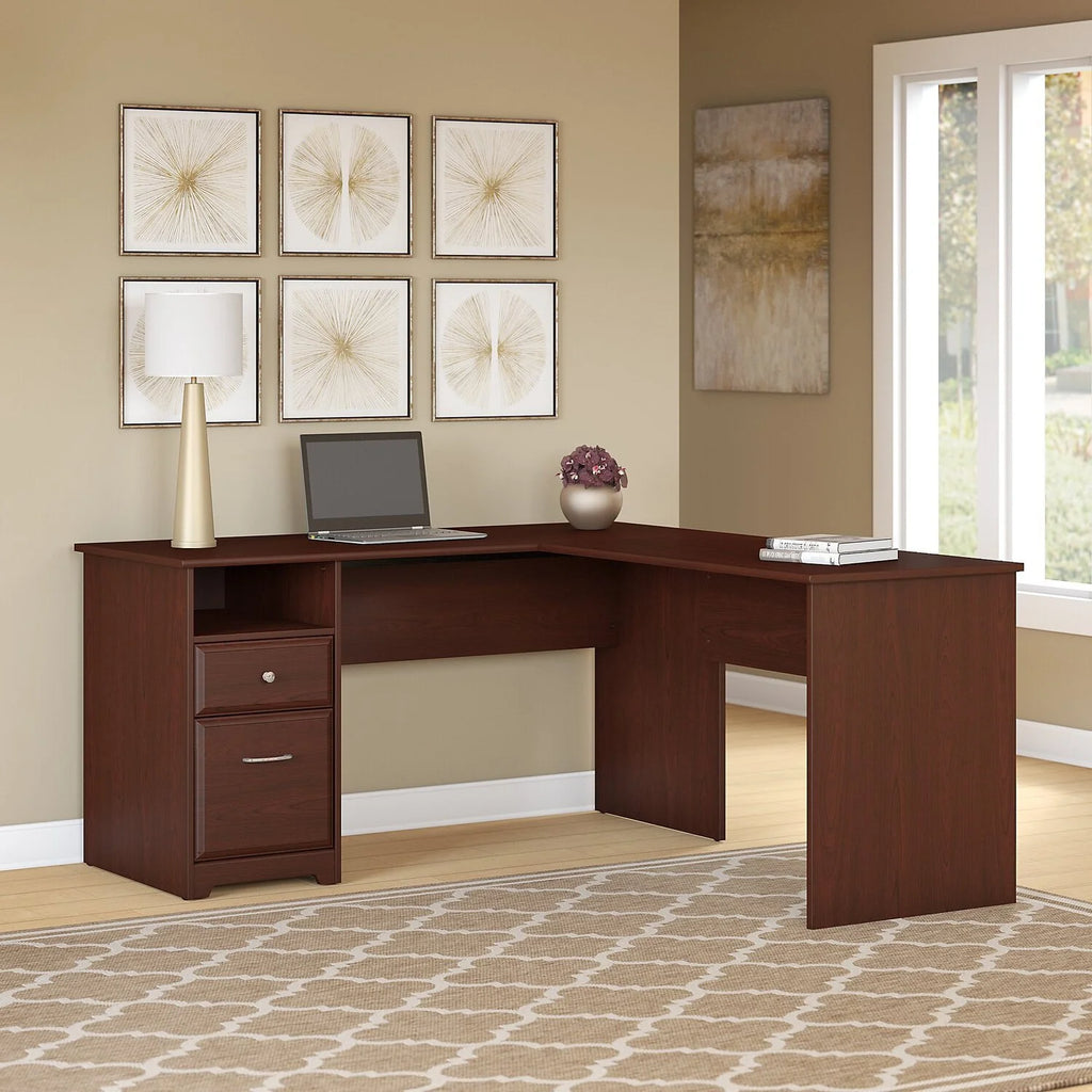 60W L Shaped Computer Desk With Drawers D4152