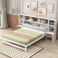 White Full Size Platform Bed with Storage Headboard and Drawers U59981