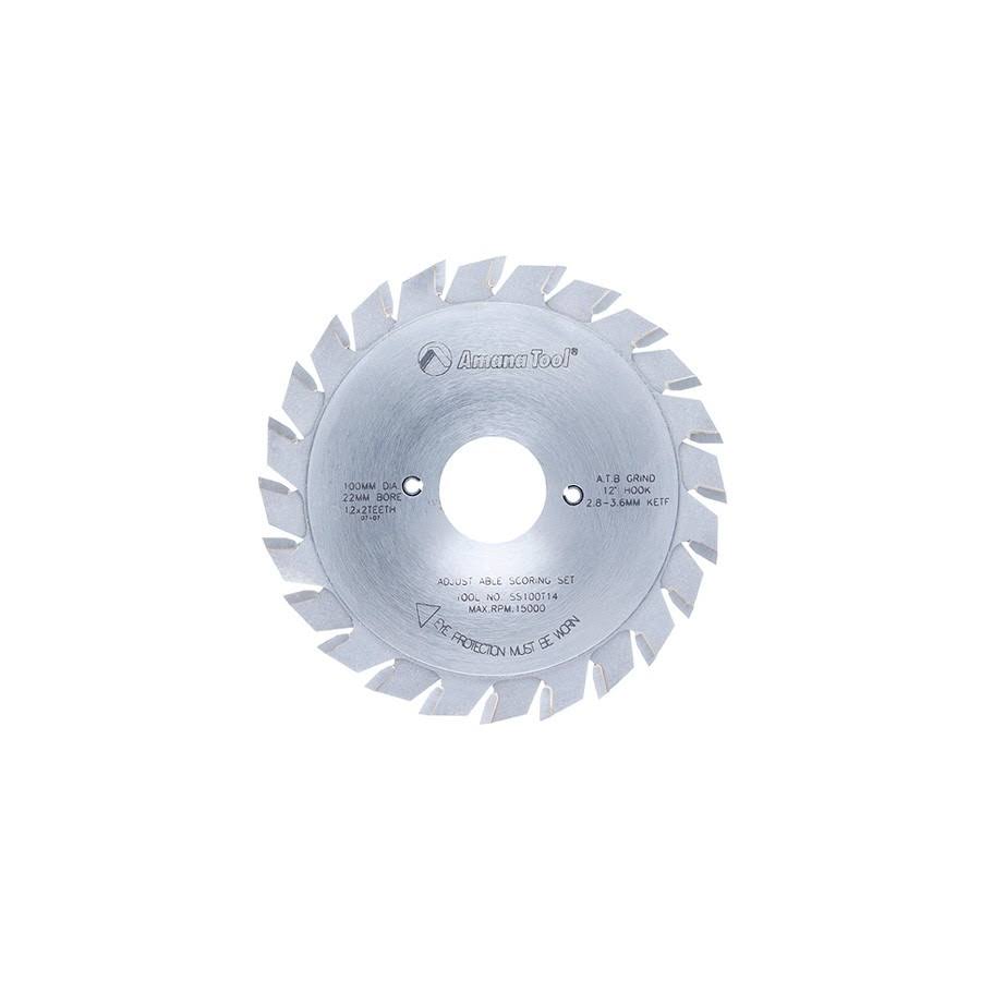 Carbide Tipped Adjustable Type Scoring 100mm D x 24T ATB, 12 Deg, 22mm K534015