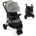 Baby Jogging Stroller Travel System with Adjustable Canopy Grey A748725