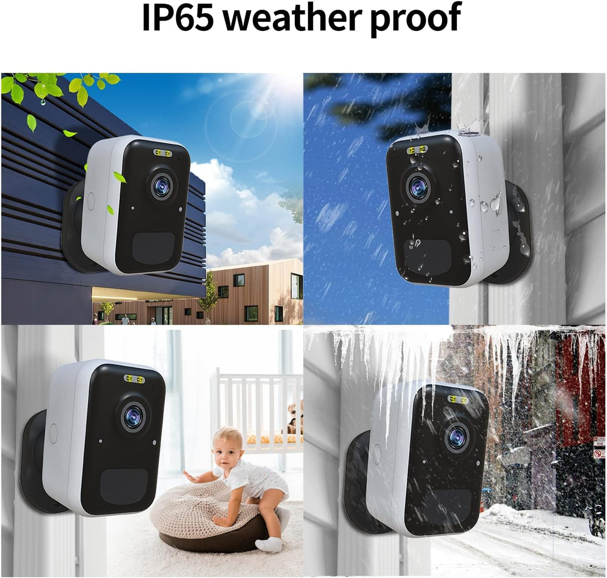 Outdoor Battery Camera Wireless Home Security Surveillance Wi-fi Camera with Night Vision Audio Alert Siren IP66 Waterproof SD Cloud J53649