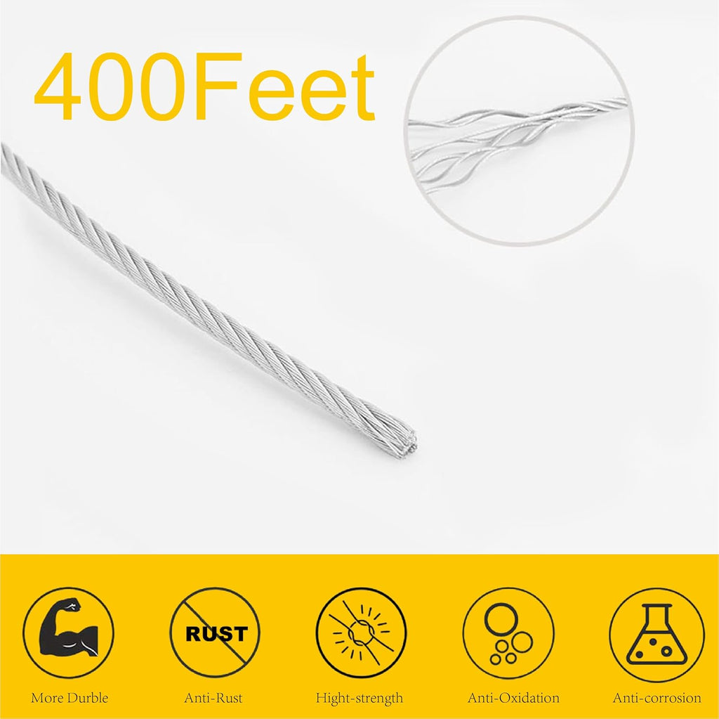 T316 Stainless Steel Wire Rope Cable 1/8 7x7 100Feet U125568