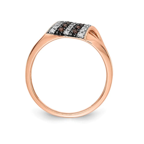 14kt Rose Gold White and Champagne Diamond Ring Size 7 P417
