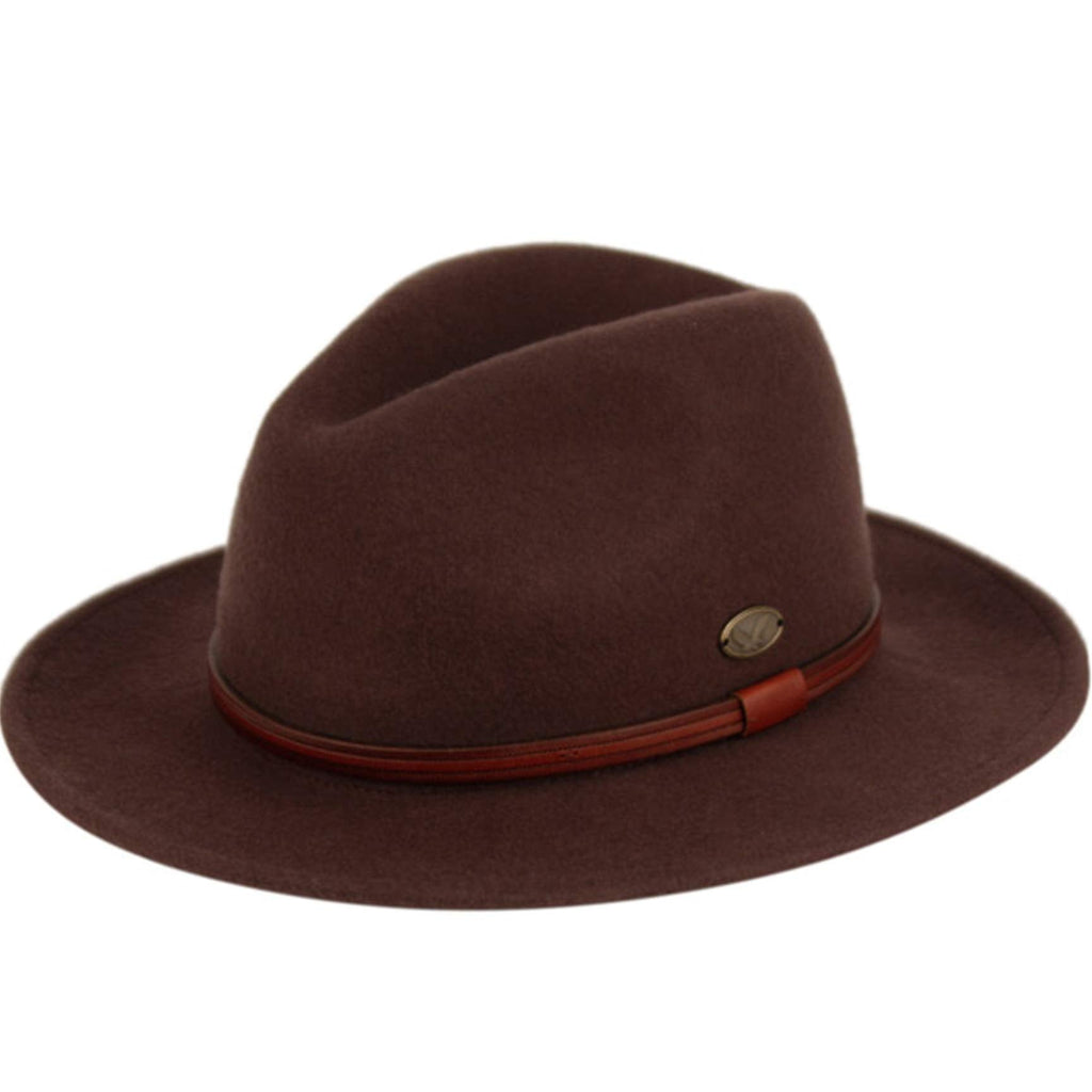 Wool Felt Outback Fedora with Faux Leather Band O92712