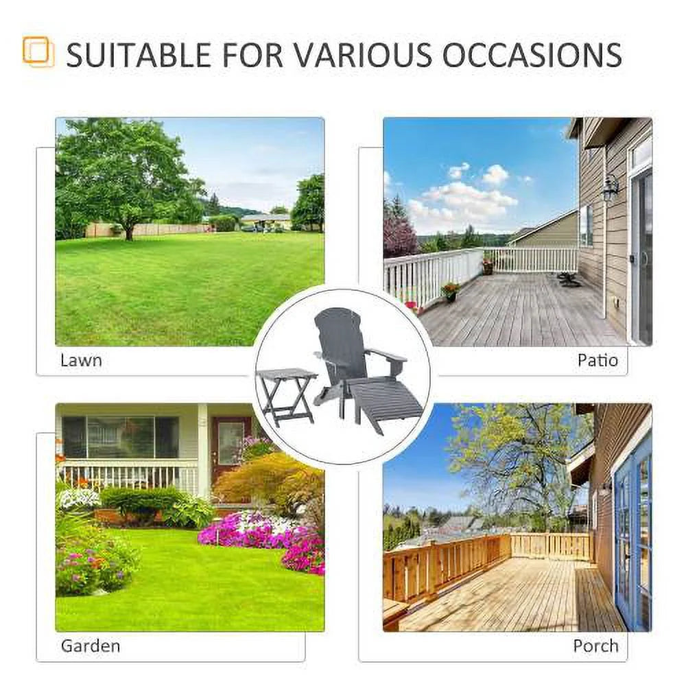 Folding Adirondack Chair with Ottoman and Side Table M987