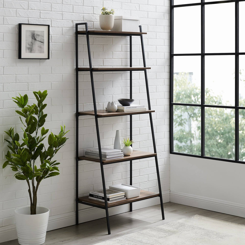 Dark Walnut Open Ladder Bookshelf S614