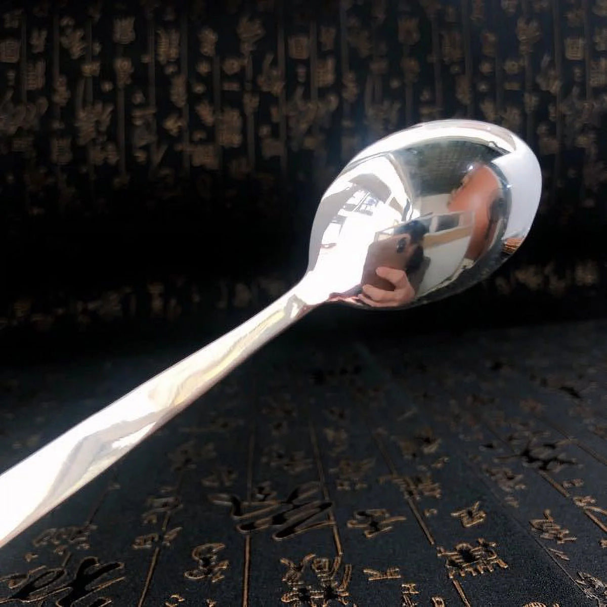 999 Sterling Silver Long Handled Soup Spoon S7596