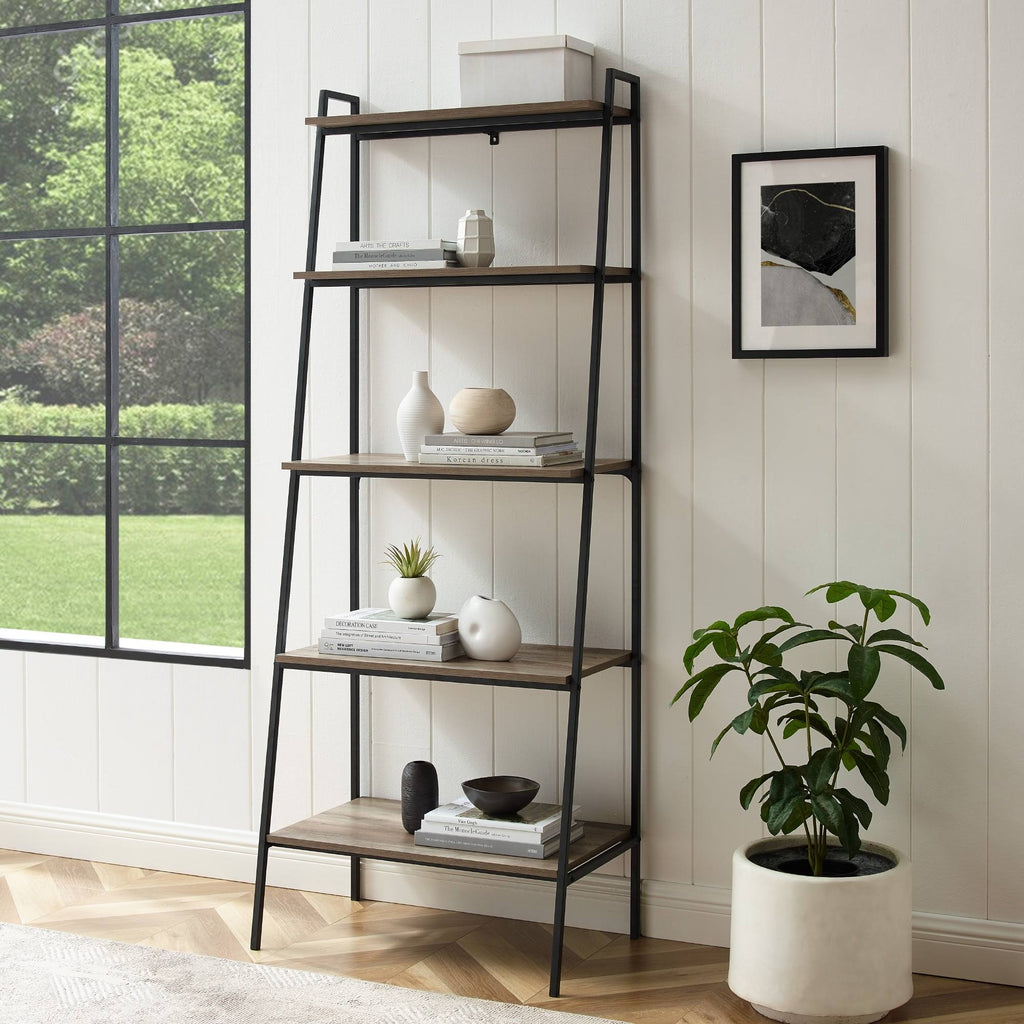 Dark Walnut Open Ladder Bookshelf S614