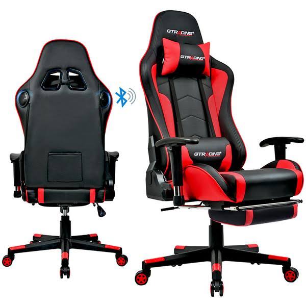 Red Footrest Music Gaming Chair with Bluetooth Speakers Z885