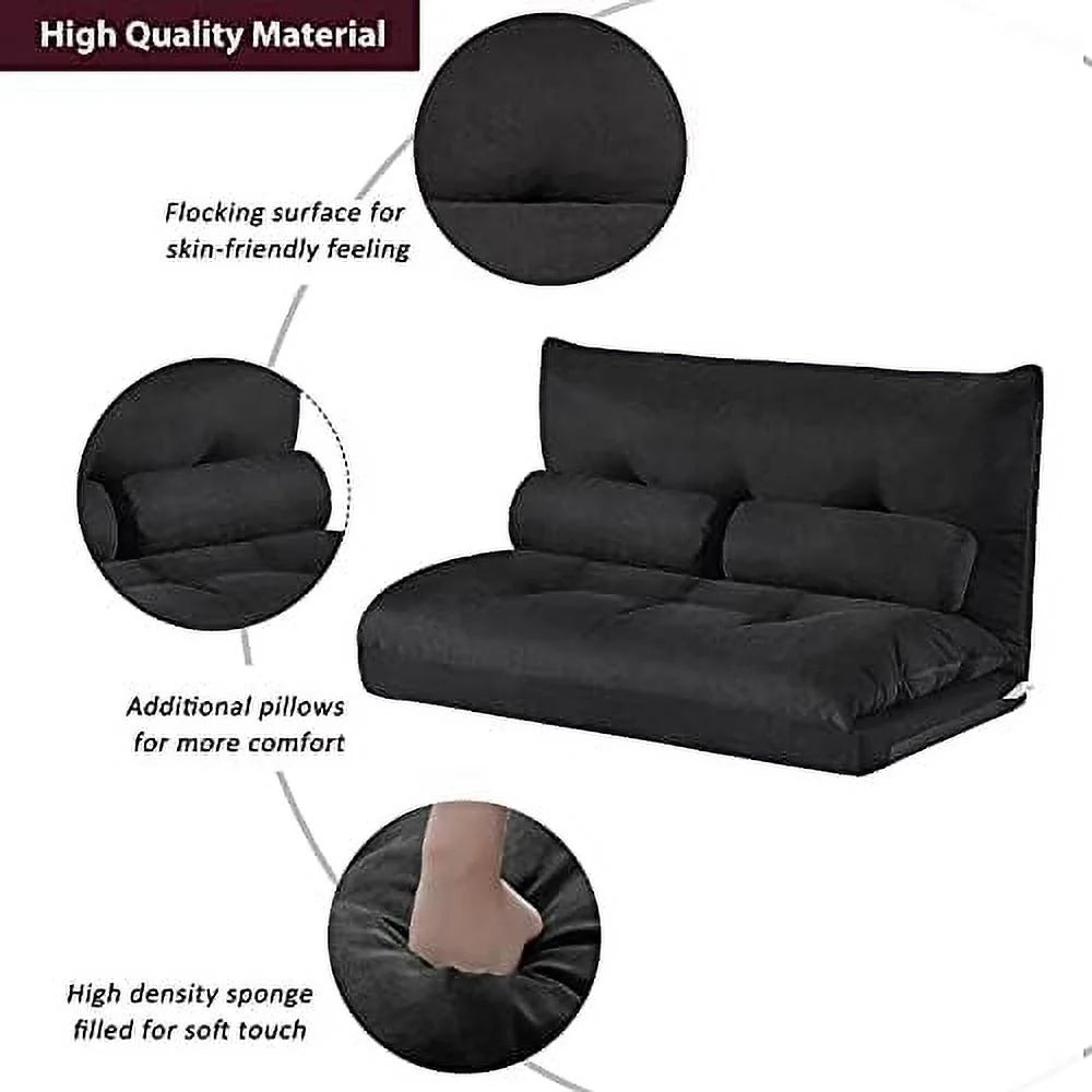 Adjustable Fabric Floor Couch Sofa Bed with Two Pillows Q10165