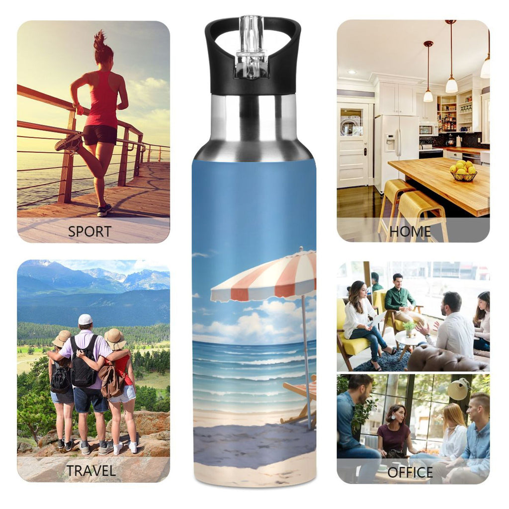 20 oz Insulated Stainless Steel Water Bottle with Straw Lid S505209