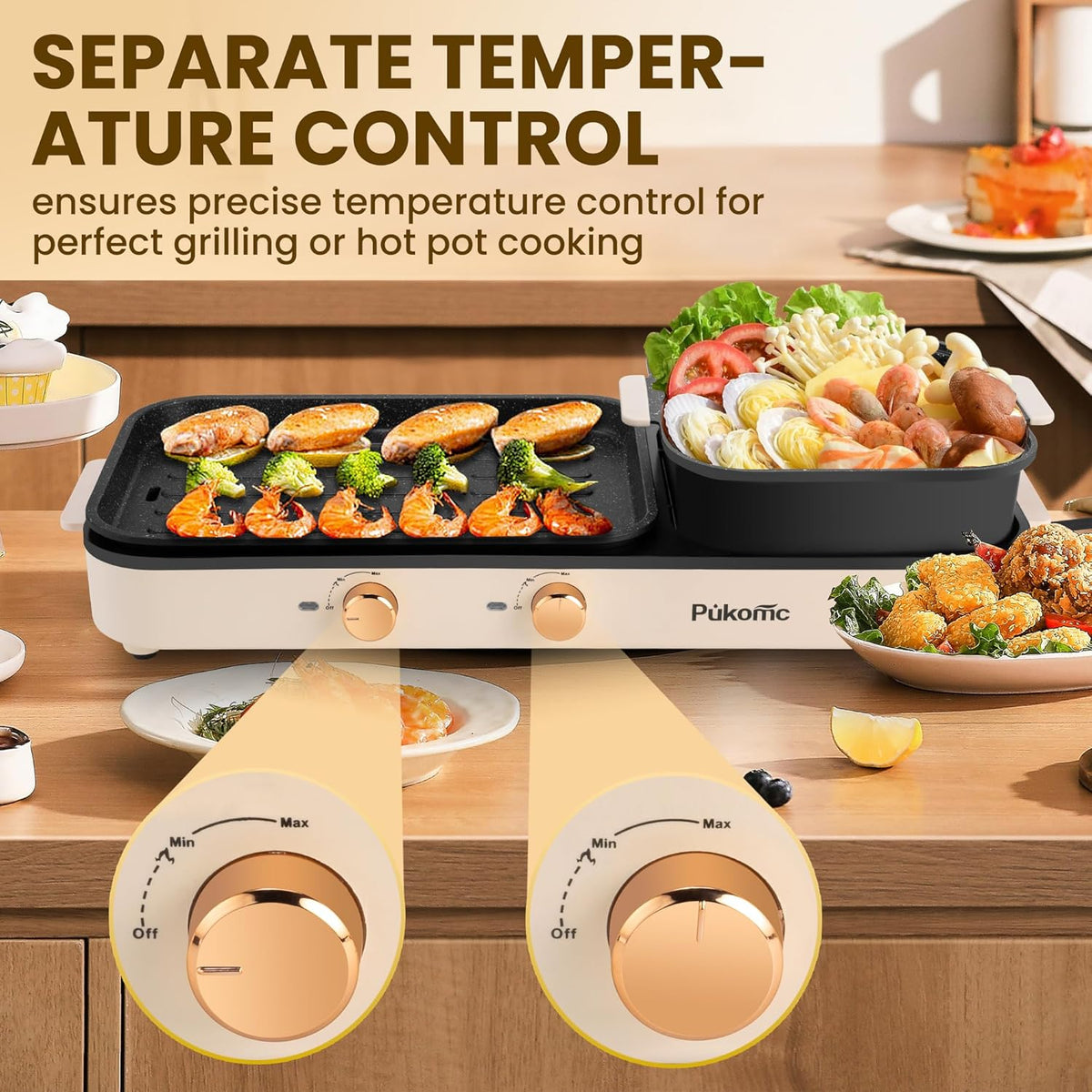 2 in 1 Electric Hot Pot with Grill, Non-Stick Removable Plate O3586