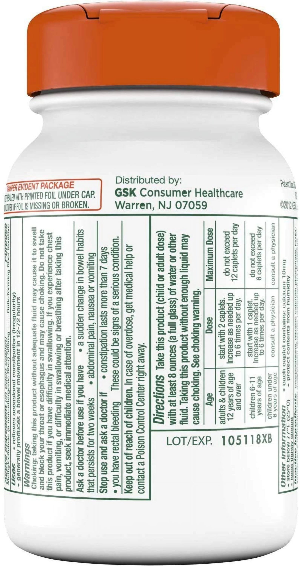 100 ct Fiber Supplement Caplets P468492