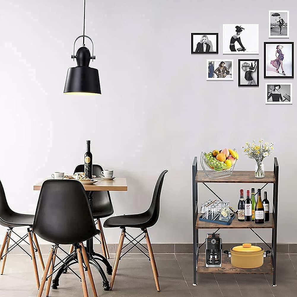 3 Tier Rustic Wood and Metal Bookshelf S9716