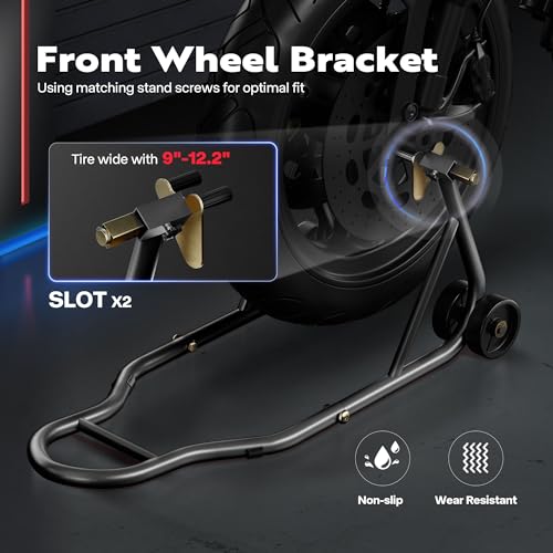 Black Motorcycle Stands 882 Lbs Capacity Front Rear Wheels Lift R385